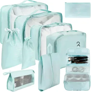 10 Set Packing Cubes - Blue Suitcase Organizer with Mesh Breathable Luggage Organizer Bags for Packing Travel Essentials