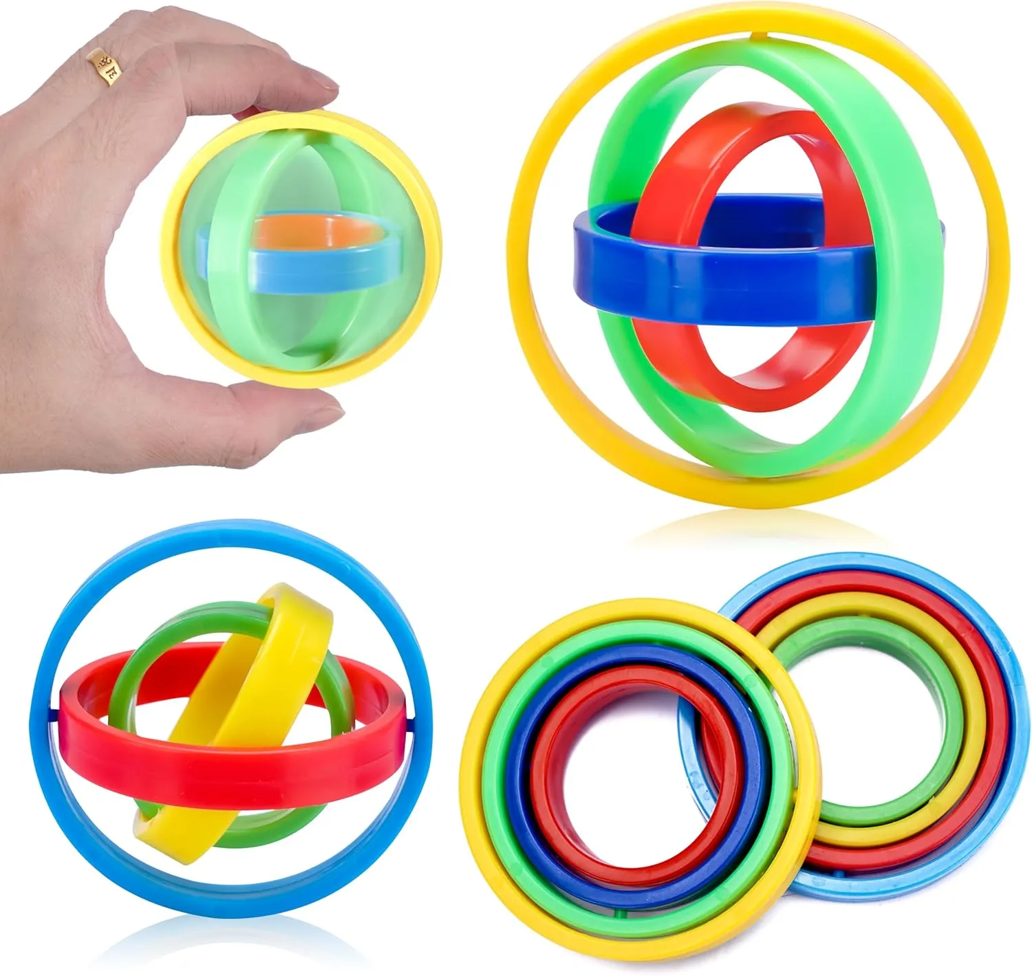 12PCS Infinite Flip 3D Gyro Multilayer Spinning Top Silent Spinner Stress Relief Gyroscope Toy for Adults Kids Goodie Bag Filler Stocking Stuffers
