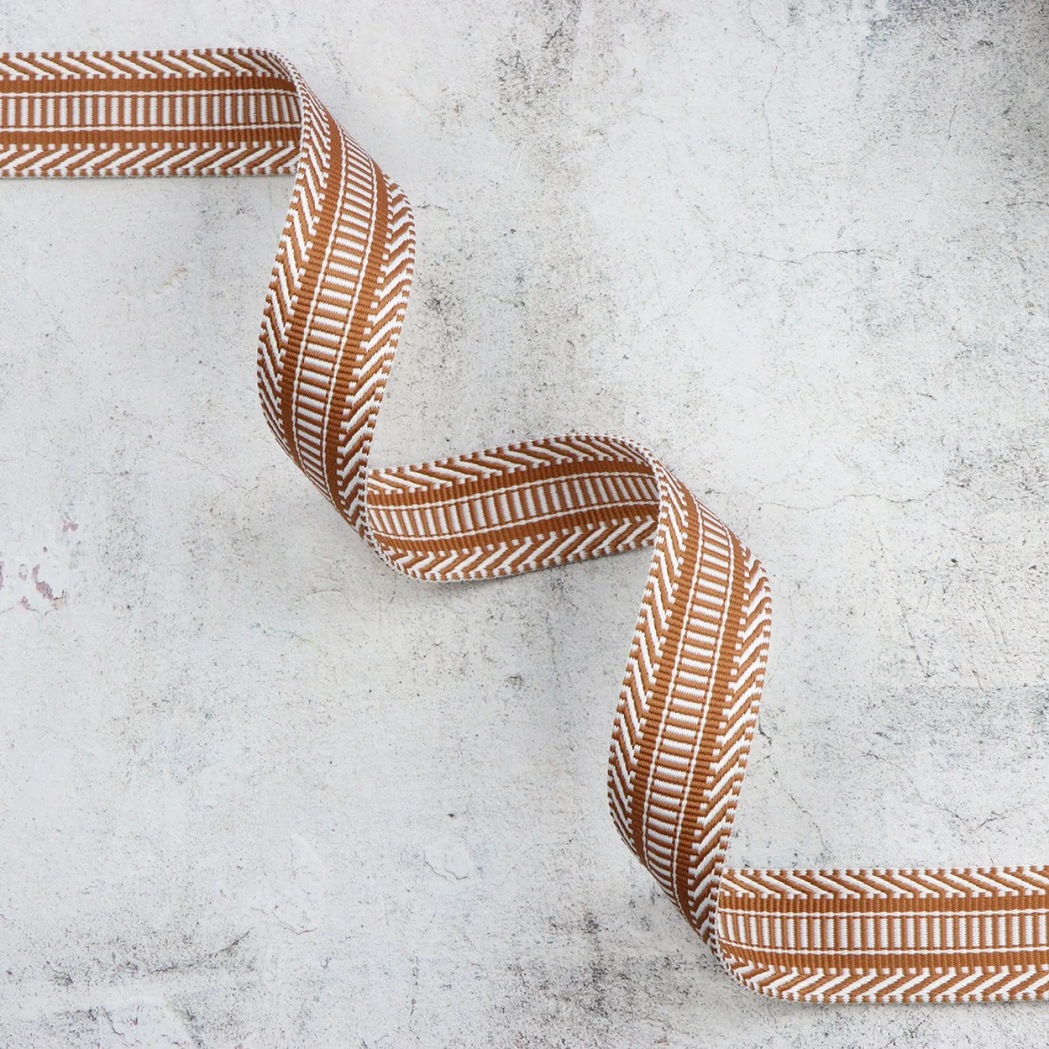 1.5"Railroad Track Tan-White Webbing/Strapping - sold in multi lengths