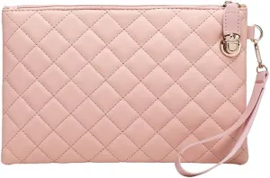 1pcs Quilted Wristlet Purse for Women Vegan Leather Wristlet Pouch Zip Clutch Bag Black Wristlet Evening Clutch Purse