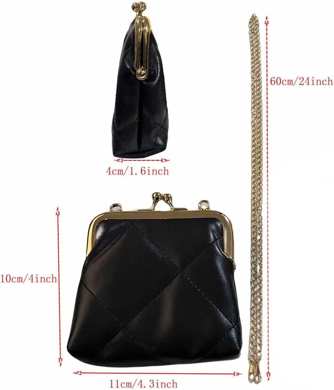 1Pcs Women Kiss Lock Purses and Handbags Vintage Purses Wallet Crossbody Bag Handbag