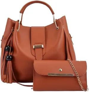 2-PC Purses and Handbags for Women Shoulder Tote Bags Top-handle Bags Satchel with Tassle