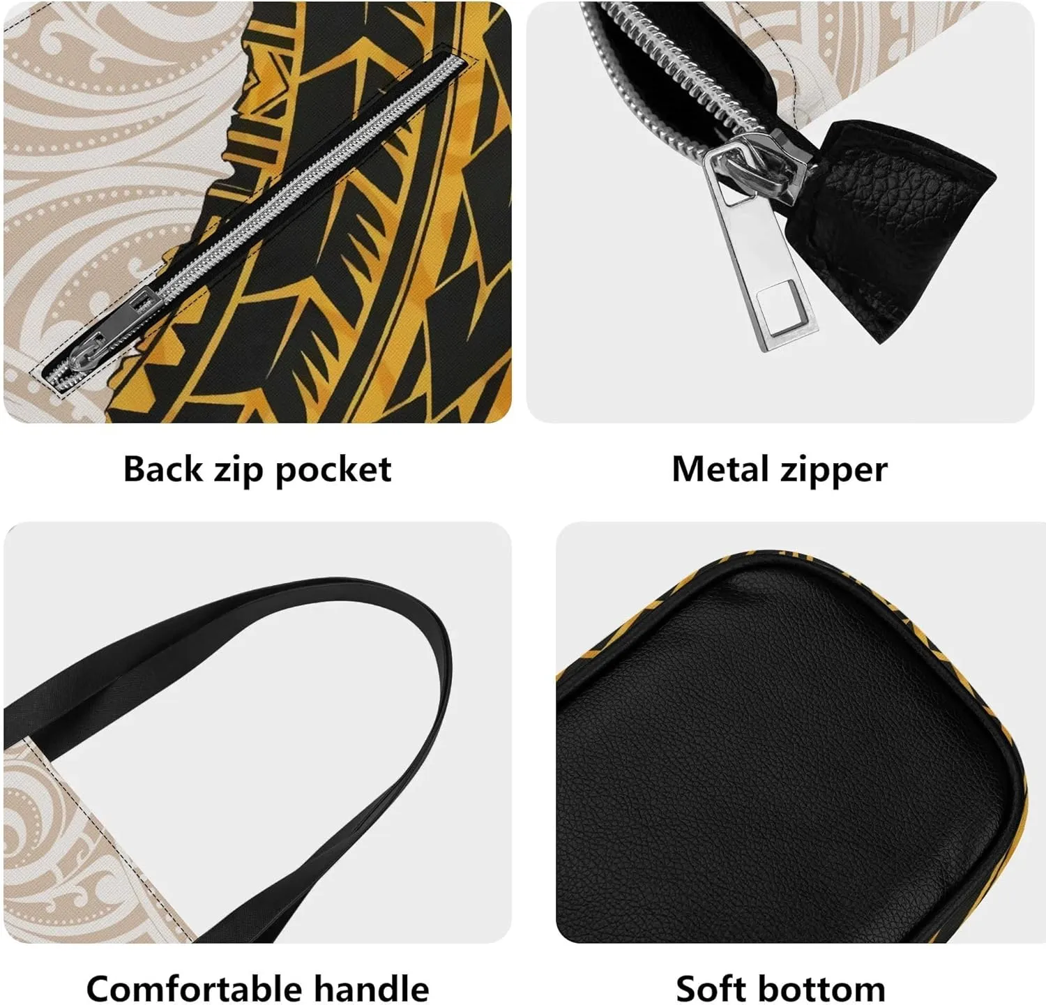 2 Piece Set Polynesian Women Leather Handbag And Purse Samoa Tribal Floral Design Fashion Large Capacity Shoulder Bag