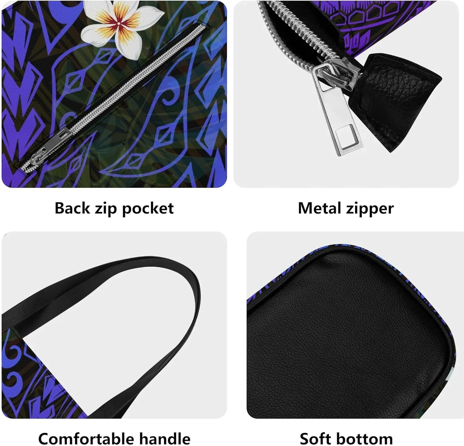 2 Piece Set Polynesian Women Leather Handbag And Purse Samoa Tribal Floral Design Fashion Large Capacity Shoulder Bag