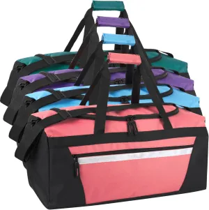 24 Pack Reflective Duffle Bags Bulk for Homeless Adults, Gym, Foster Kids Bulk Duffel Bags Wholesale (Women's Assorted Colors Pack)