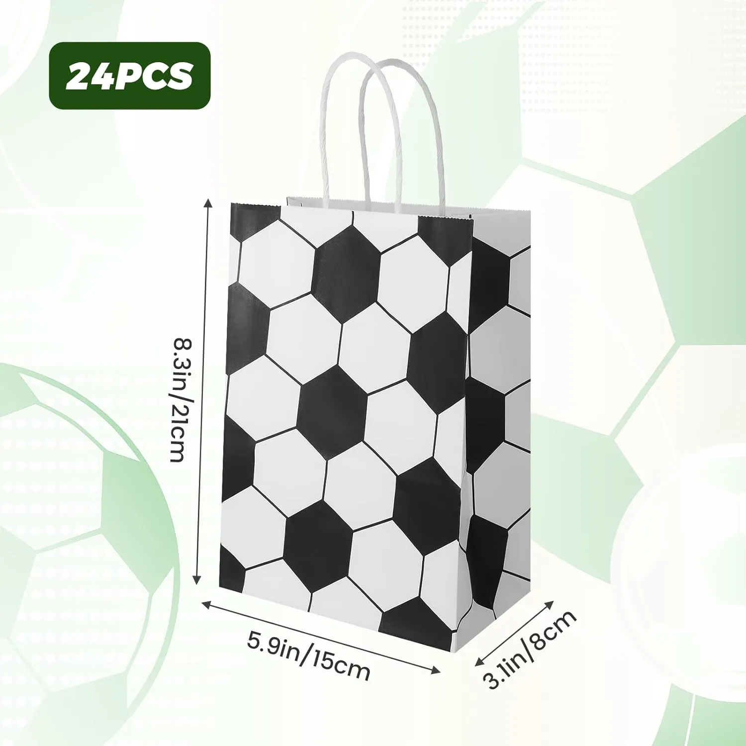 24 PCS Soccer Goodie Bags, Soccer Party Favor Bags, Soccer Treat Bags, Soccer Gift Bags Soccer Themed Paper Bags Soccer Party for Soccer Birthday Party Supplies Decoration (black and white six)