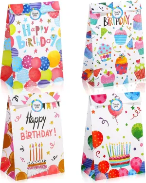 24 Pieces Birthday Gift Bags With Seal Stickers - Party Favor Goodie Bags for Candy and Supplies
