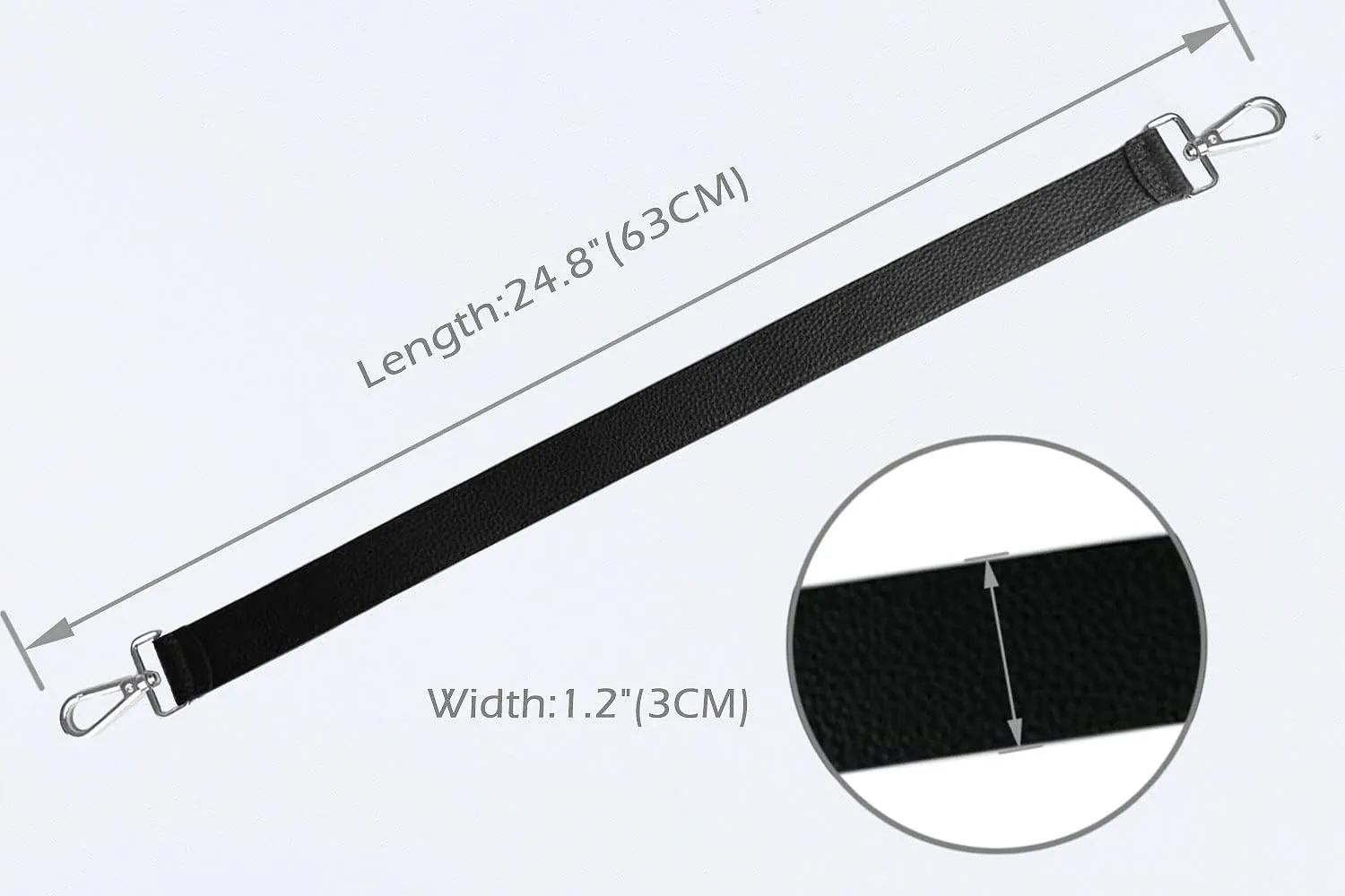 24.8” Leather Replacement Strap for Handbags Shoulder Bag with Metal Buckles