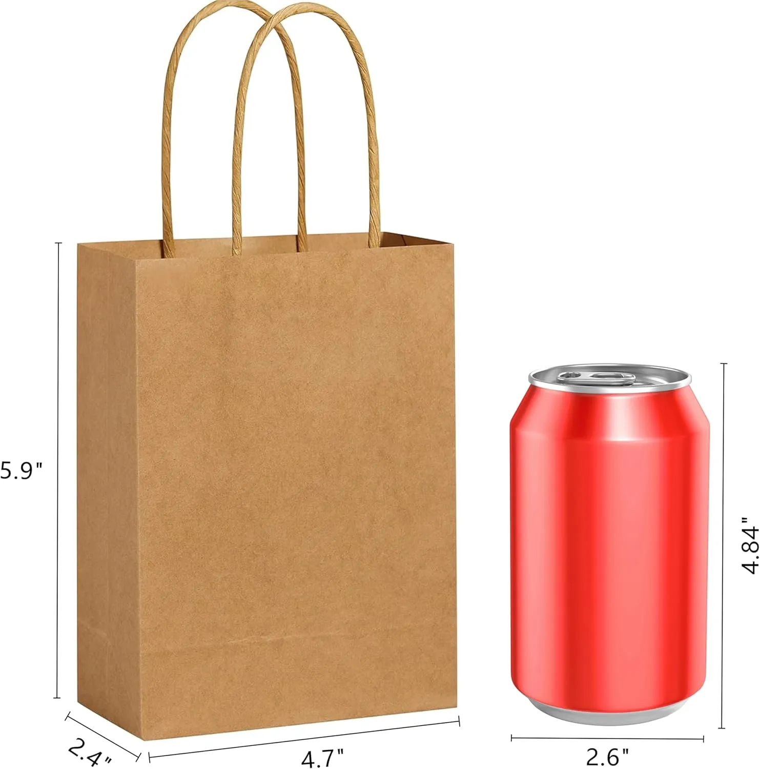 25 Pieces 6" Mini Goodie Bags Brown Small Gift Bags with Handle for Party Favor Bags (Brown)