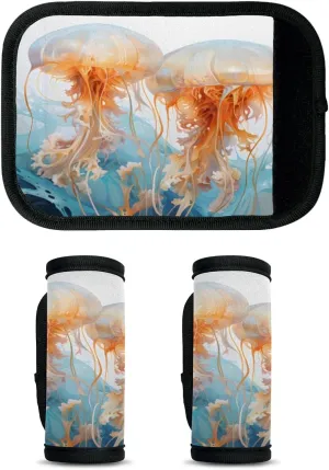 2Pcs Luggage Handle Wrap for Suitcase, Ocean Jellyfish Luggage Identifiers Travel Bag Wraps Suitcase Handle Protection Sleeve Cover