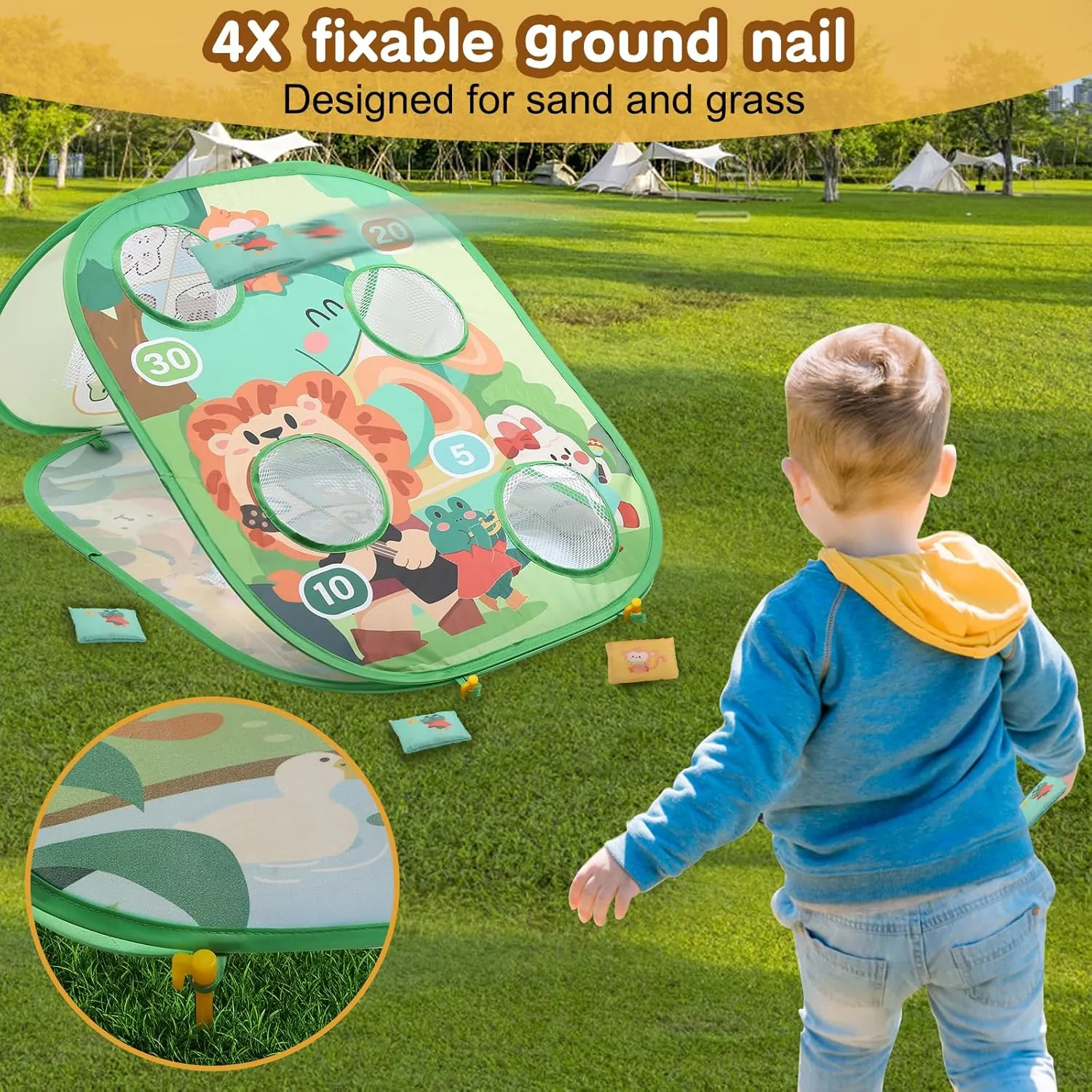 3 in 1 Bean Bag Toss Game Dartboard Set Foldable Pop Up Cornhole Board Balls, Bean Bags, Ball Tart Indoor Outdoor Toys for Kids Ages 3 , Birthday/Xmas Party Games