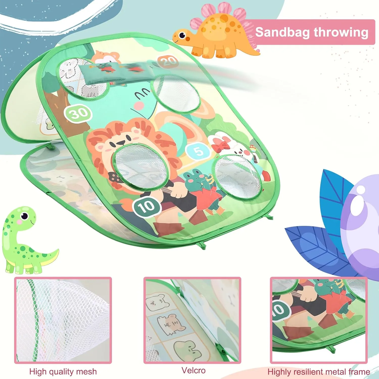3 in 1 Bean Bag Toss Game Dartboard Set Foldable Pop Up Cornhole Board Balls, Bean Bags, Ball Tart Indoor Outdoor Toys for Kids Ages 3 , Birthday/Xmas Party Games