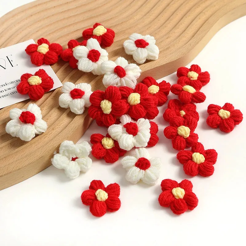 4cm Cotton Yarn Crochet Flower Heads Pack 50