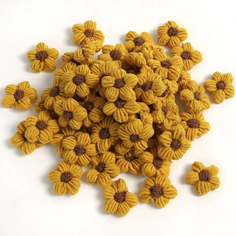 4cm Cotton Yarn Crochet Flower Heads Pack 50