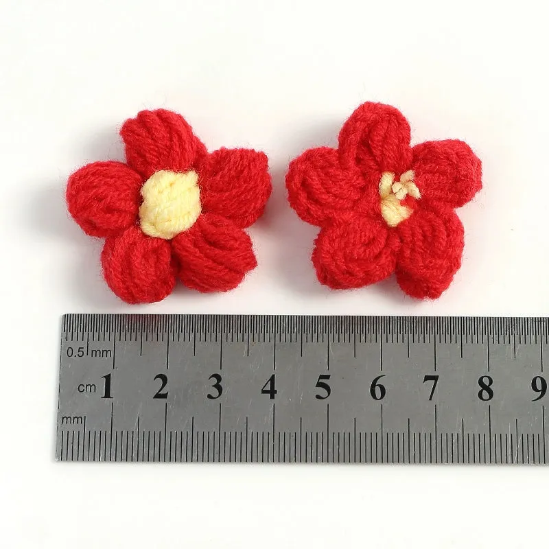 4cm Cotton Yarn Crochet Flower Heads Pack 50