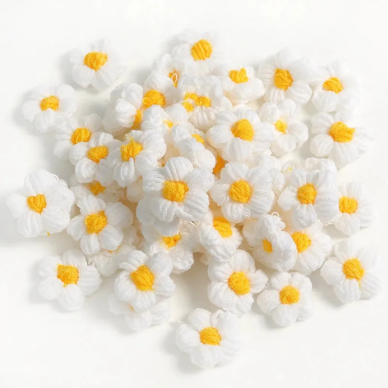 4cm Cotton Yarn Crochet Flower Heads Pack 50