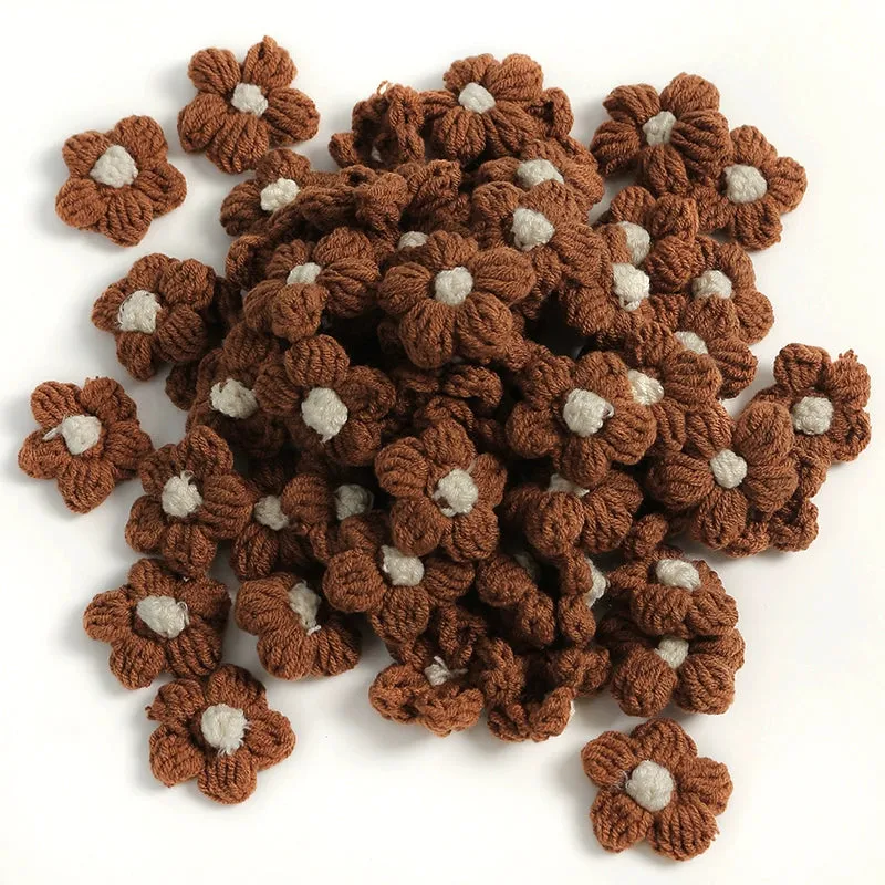 4cm Cotton Yarn Crochet Flower Heads Pack 50
