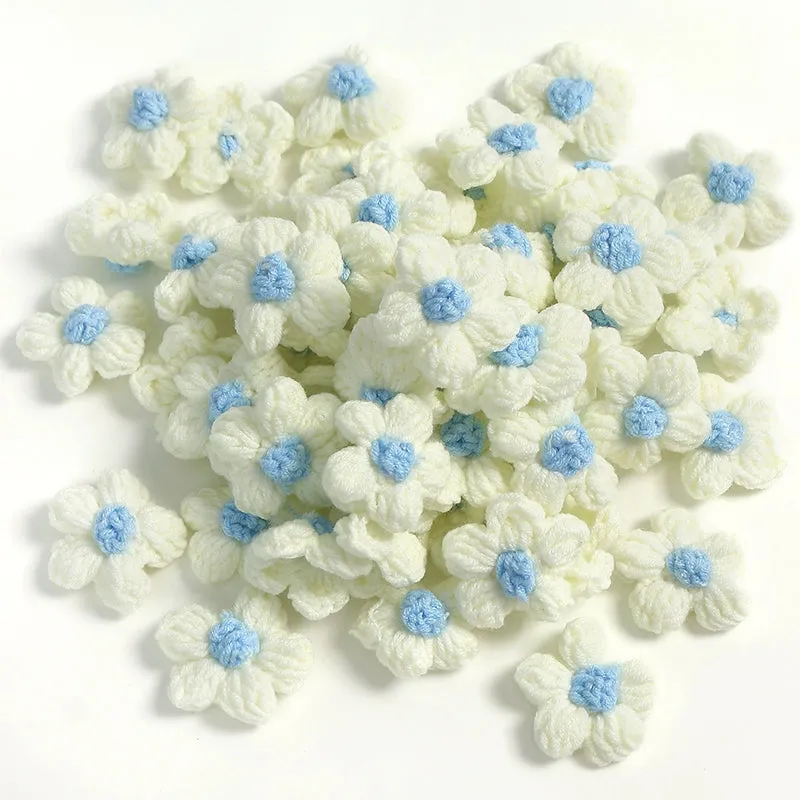 4cm Cotton Yarn Crochet Flower Heads Pack 50