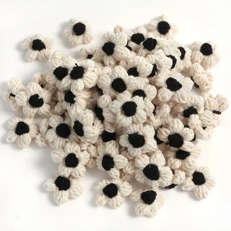 4cm Cotton Yarn Crochet Flower Heads Pack 50