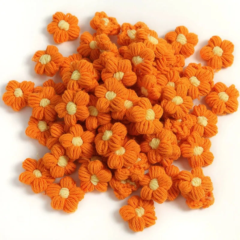 4cm Cotton Yarn Crochet Flower Heads Pack 50