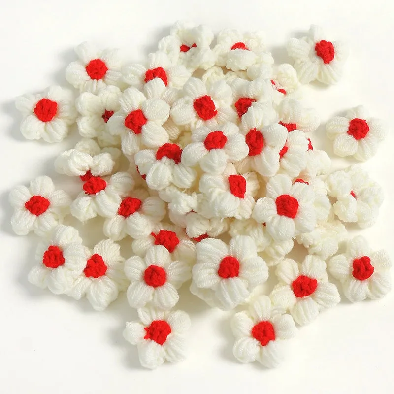 4cm Cotton Yarn Crochet Flower Heads Pack 50