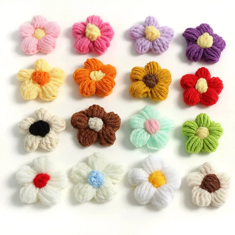 4cm Cotton Yarn Crochet Flower Heads Pack 50