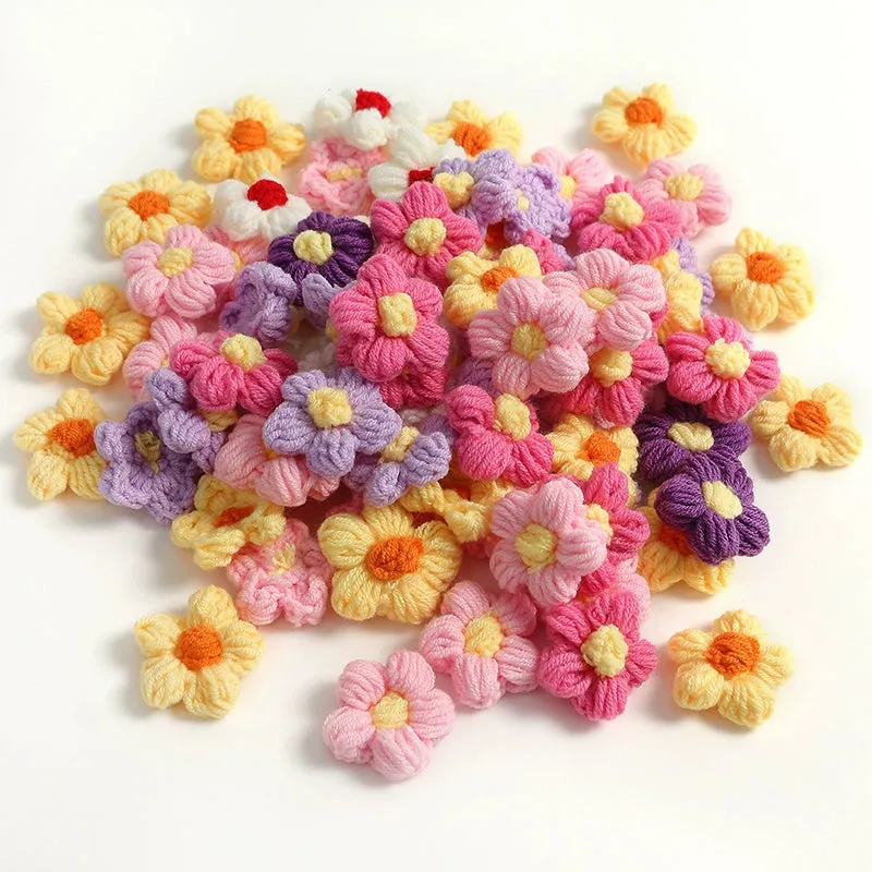 4cm Cotton Yarn Crochet Flower Heads Pack 50