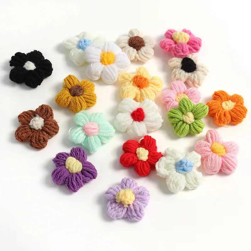 4cm Cotton Yarn Crochet Flower Heads Pack 50