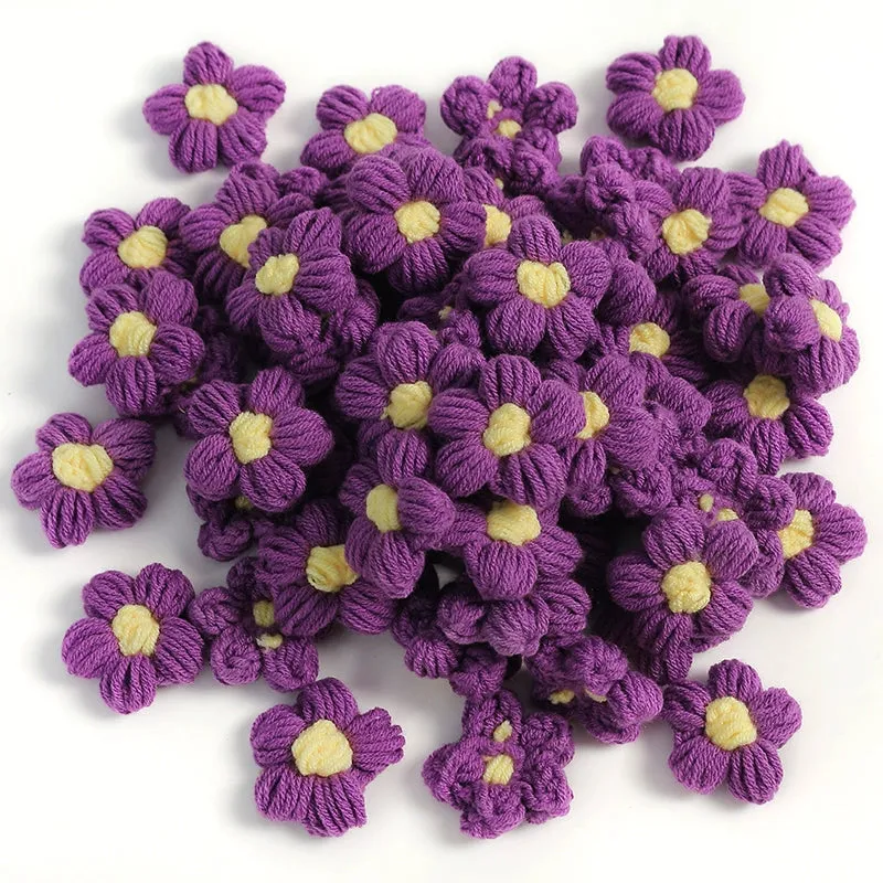 4cm Cotton Yarn Crochet Flower Heads Pack 50
