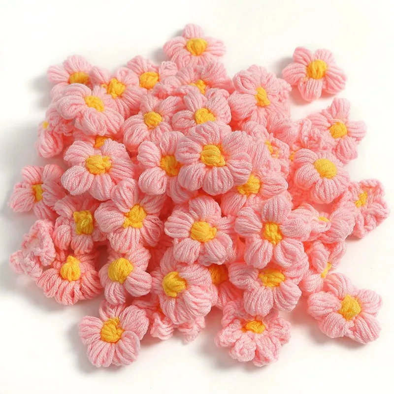 4cm Cotton Yarn Crochet Flower Heads Pack 50