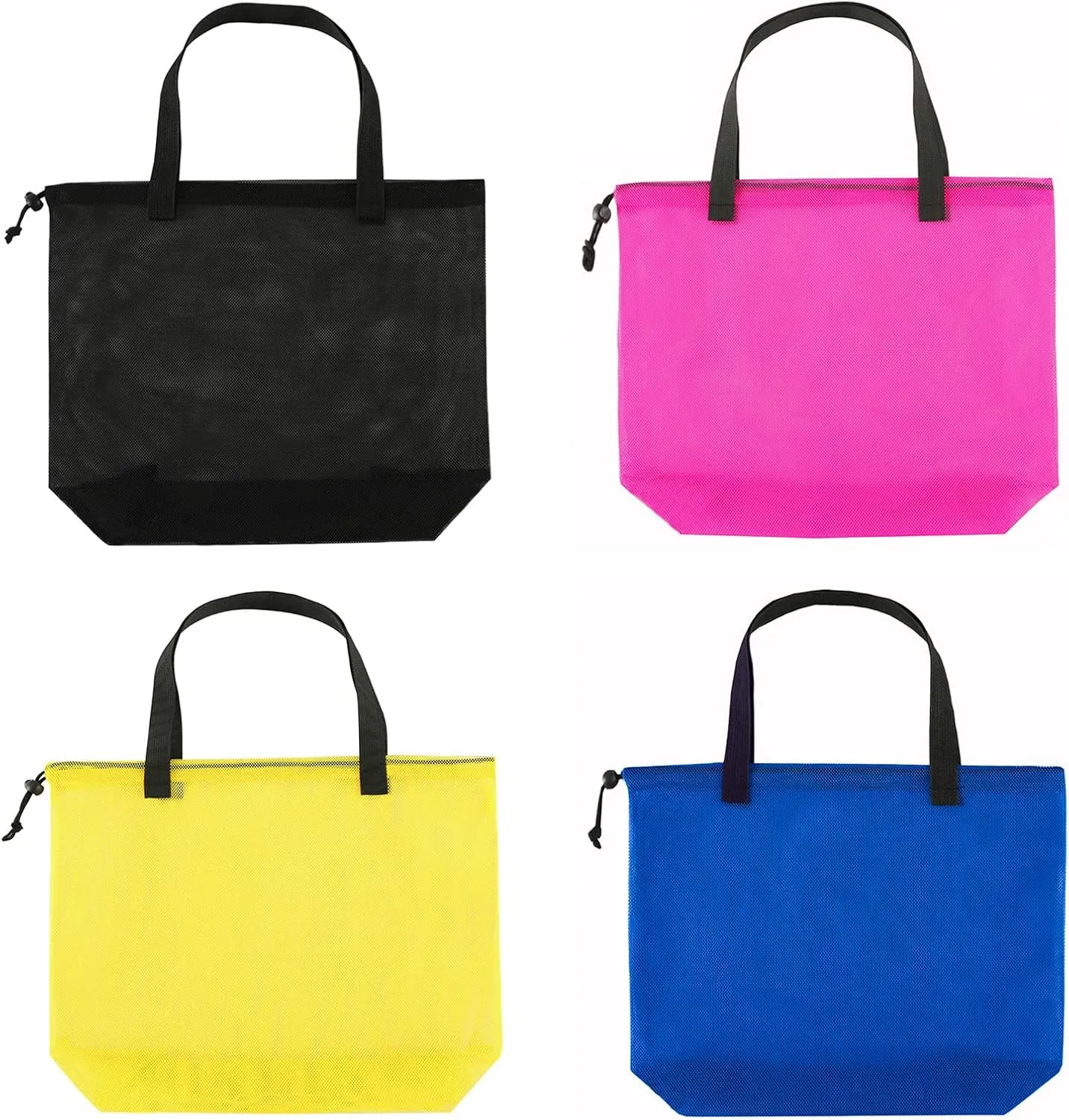 4Pieces Cute Mesh Pool Tote Bags,Mesh Beach Bags With Drawsting For Swim,Travel,Party