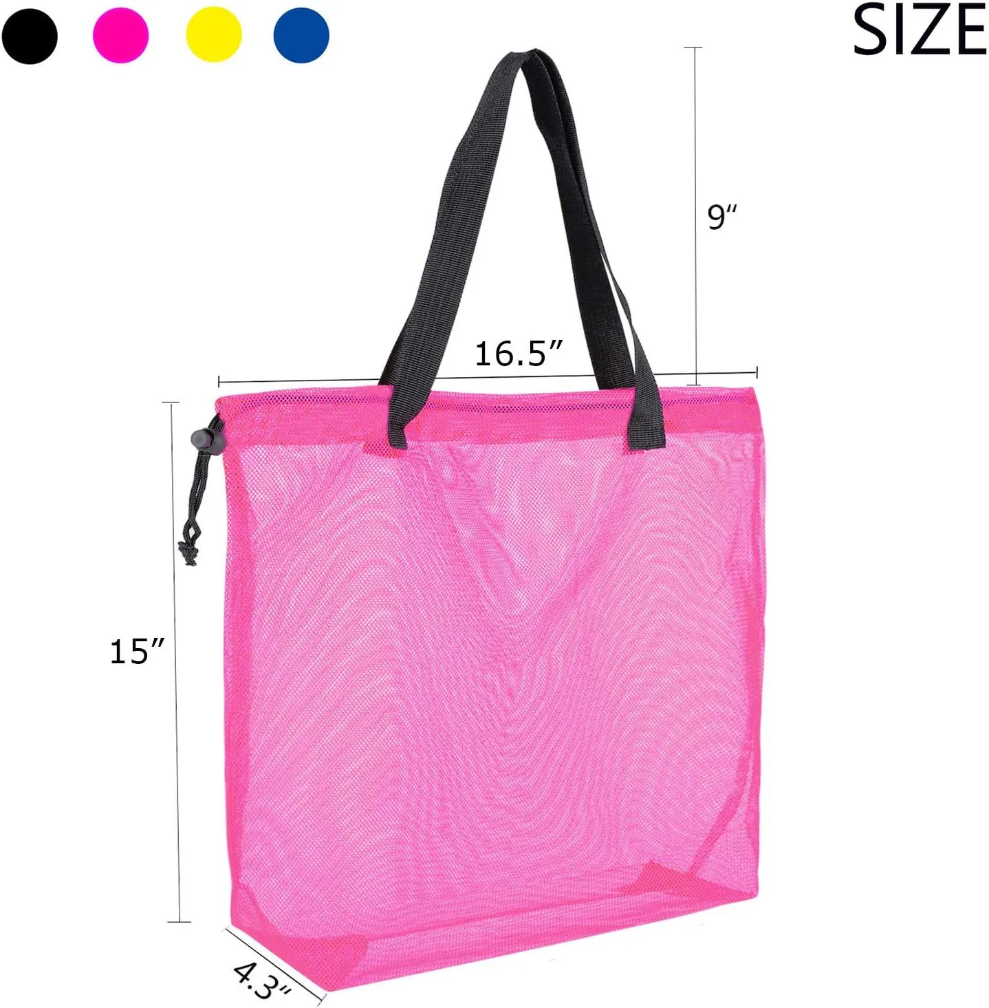 4Pieces Cute Mesh Pool Tote Bags,Mesh Beach Bags With Drawsting For Swim,Travel,Party