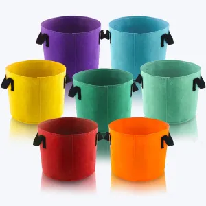 5 Gallon Grow Bags, 7 Pack Colorful Fabric Plant Pots with Handles for Garden and Outdoor Planting