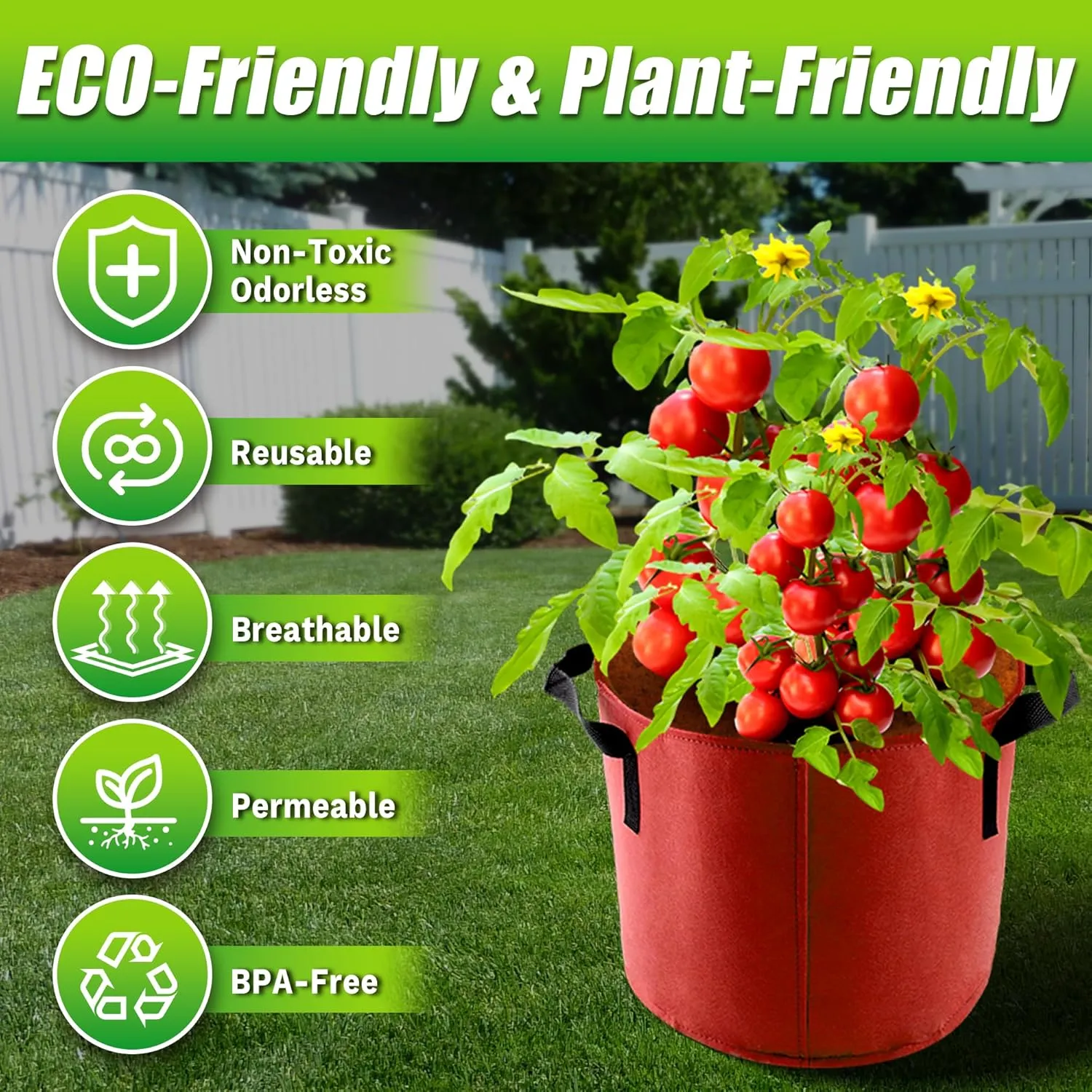 5 Gallon Grow Bags, 7 Pack Colorful Fabric Plant Pots with Handles for Garden and Outdoor Planting