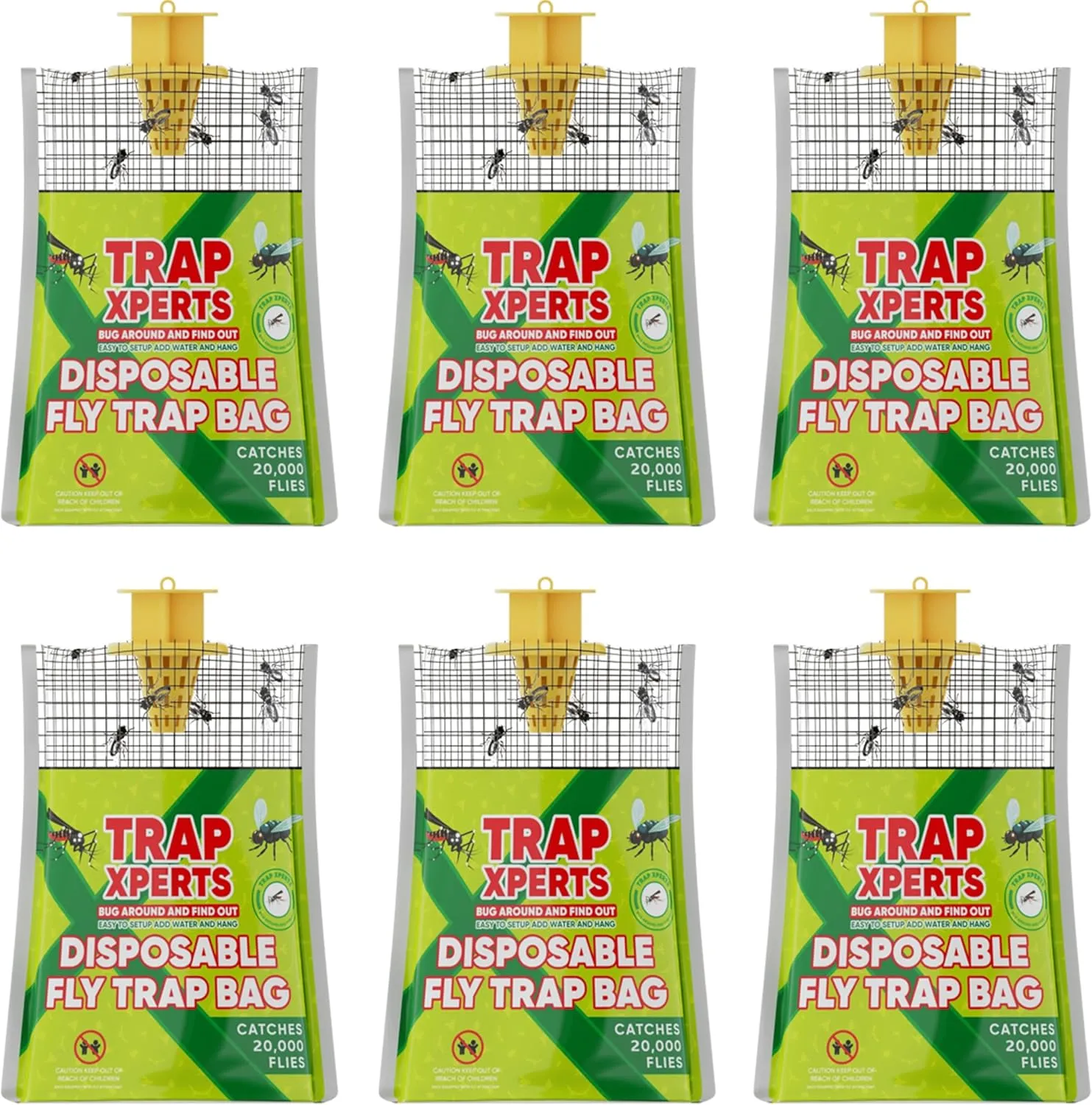 6-Pack Fly Bag Trap - Fly Bags Outdoor Disposable Fly Trap Bag - Fly Trap Disposable Horse Fly Traps Outdoor - Fly Trap Bags Outdoor Net