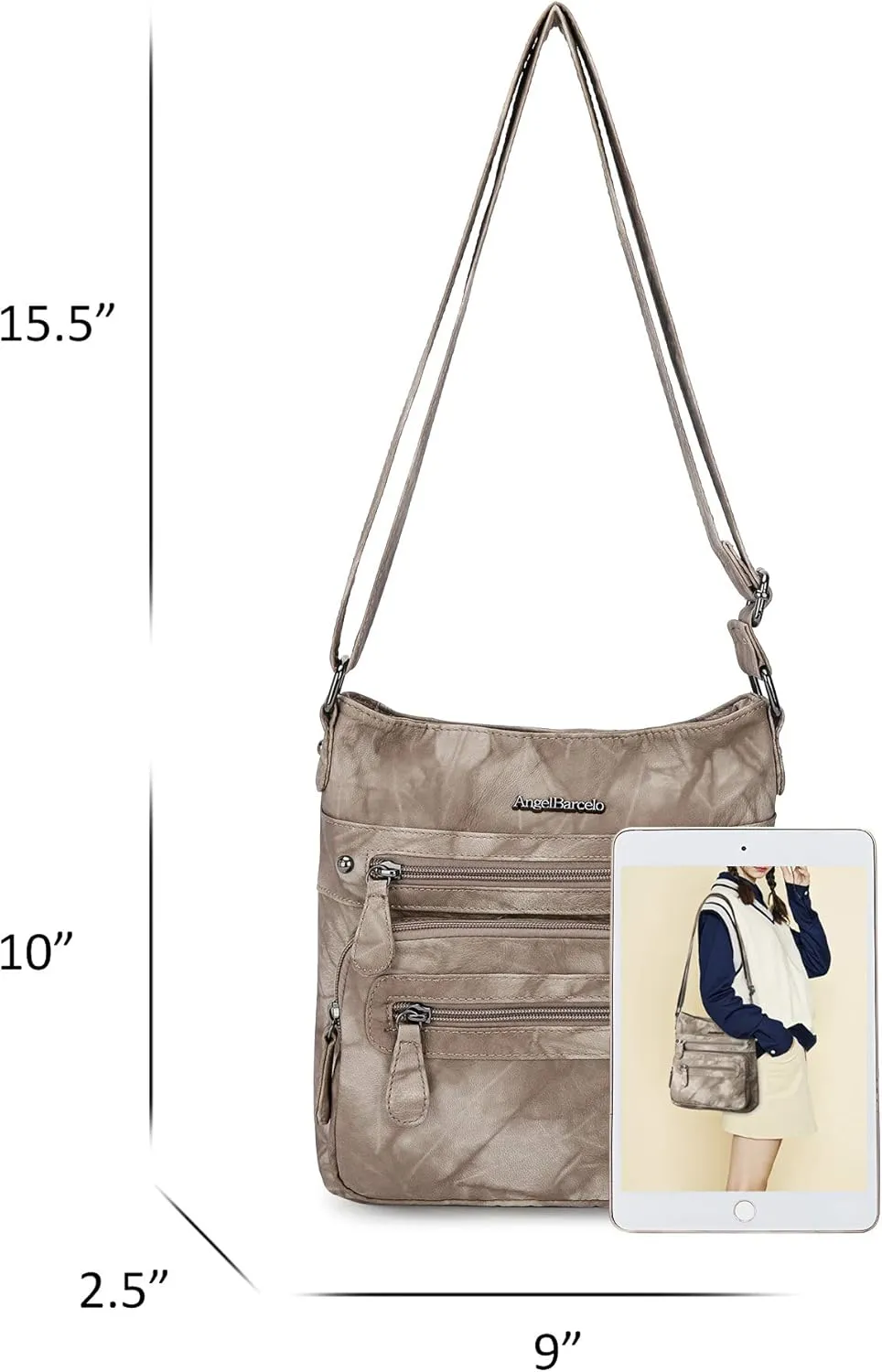 Angel Barcelo Crossbody Bags for Women,Ultra Soft Leather Purses for Women