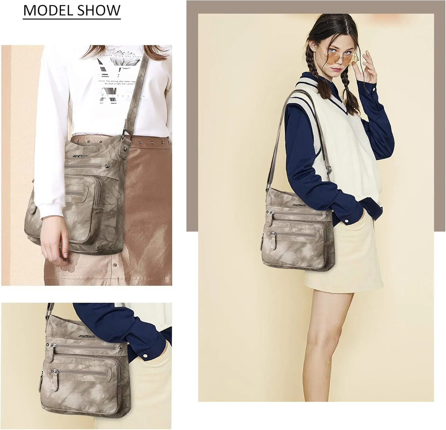 Angel Barcelo Crossbody Bags for Women,Ultra Soft Leather Purses for Women