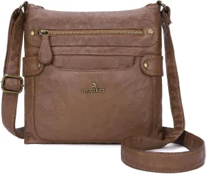 Angel Kiss Crossbody Purse for Women Multi Pockets Bags Retro Vegan Designer Leather Women's Shoulder Handbags