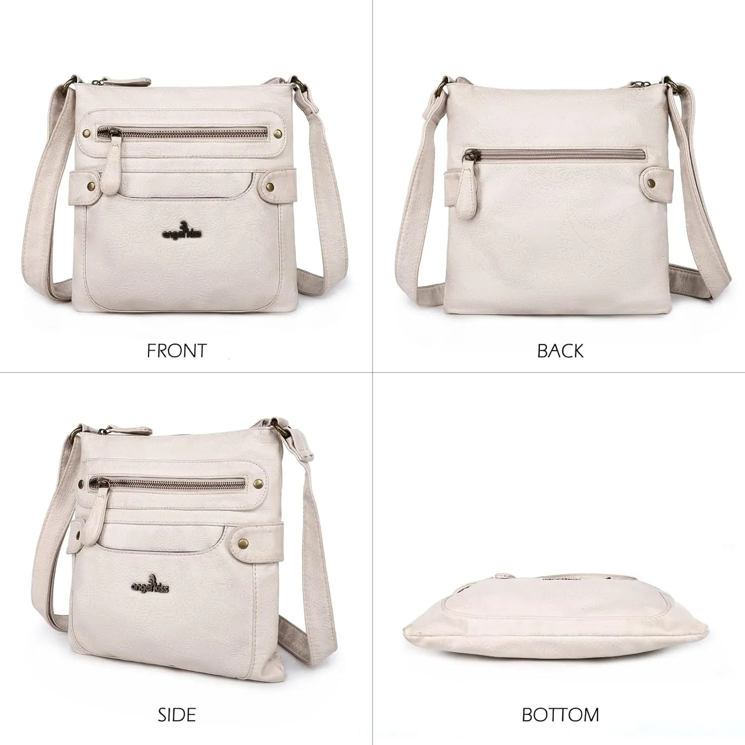 Angel Kiss Crossbody Purse for Women Multi Pockets Bags Retro Vegan Designer Leather Women's Shoulder Handbags
