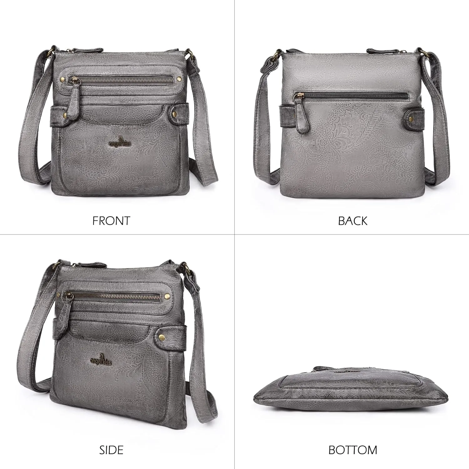 Angel Kiss Crossbody Purse for Women Multi Pockets Bags Retro Vegan Designer Leather Women's Shoulder Handbags