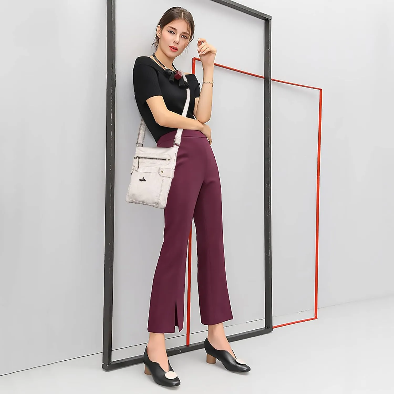 Angel Kiss Crossbody Purse for Women Multi Pockets Bags Retro Vegan Designer Leather Women's Shoulder Handbags