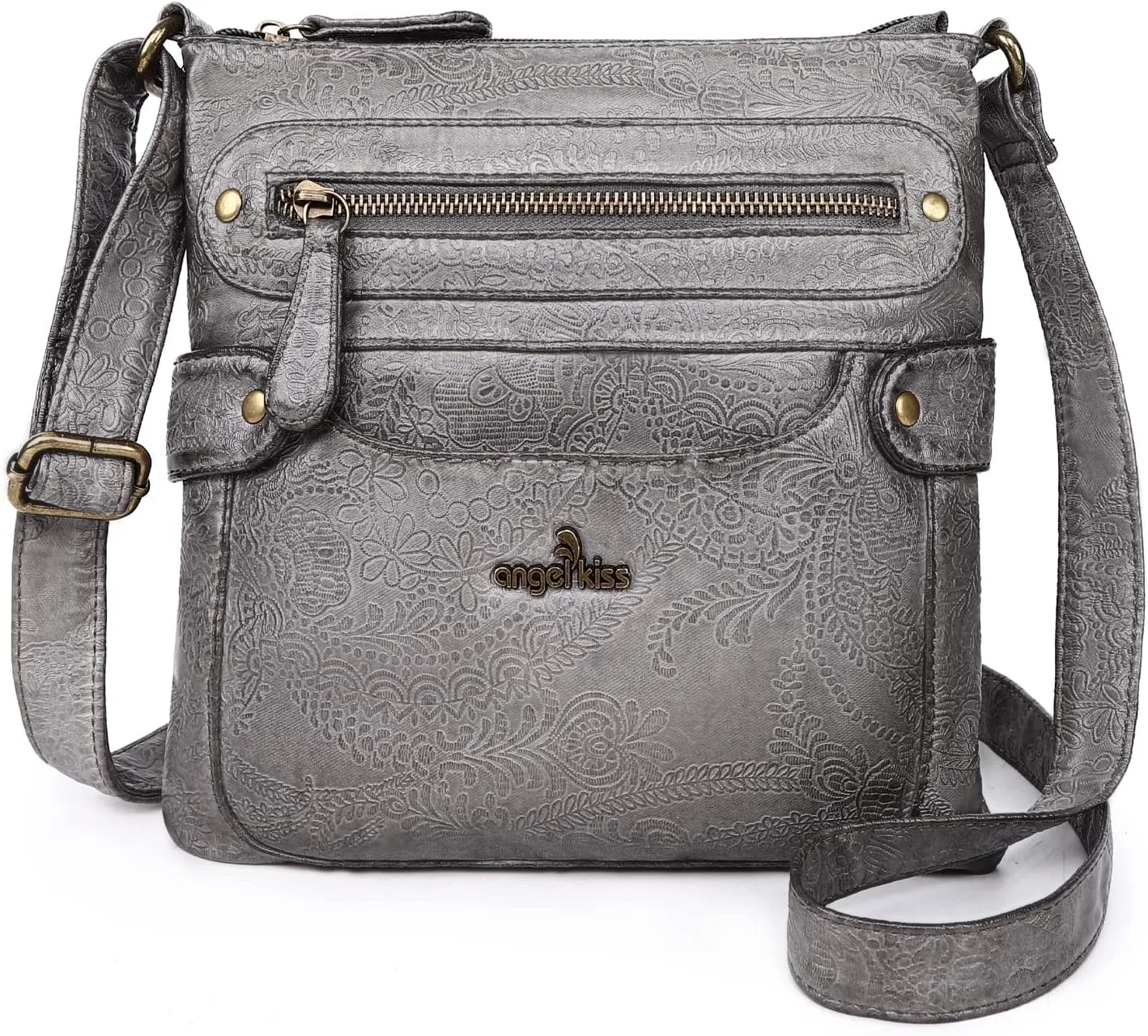 Angel Kiss Crossbody Purse for Women Multi Pockets Bags Retro Vegan Designer Leather Women's Shoulder Handbags