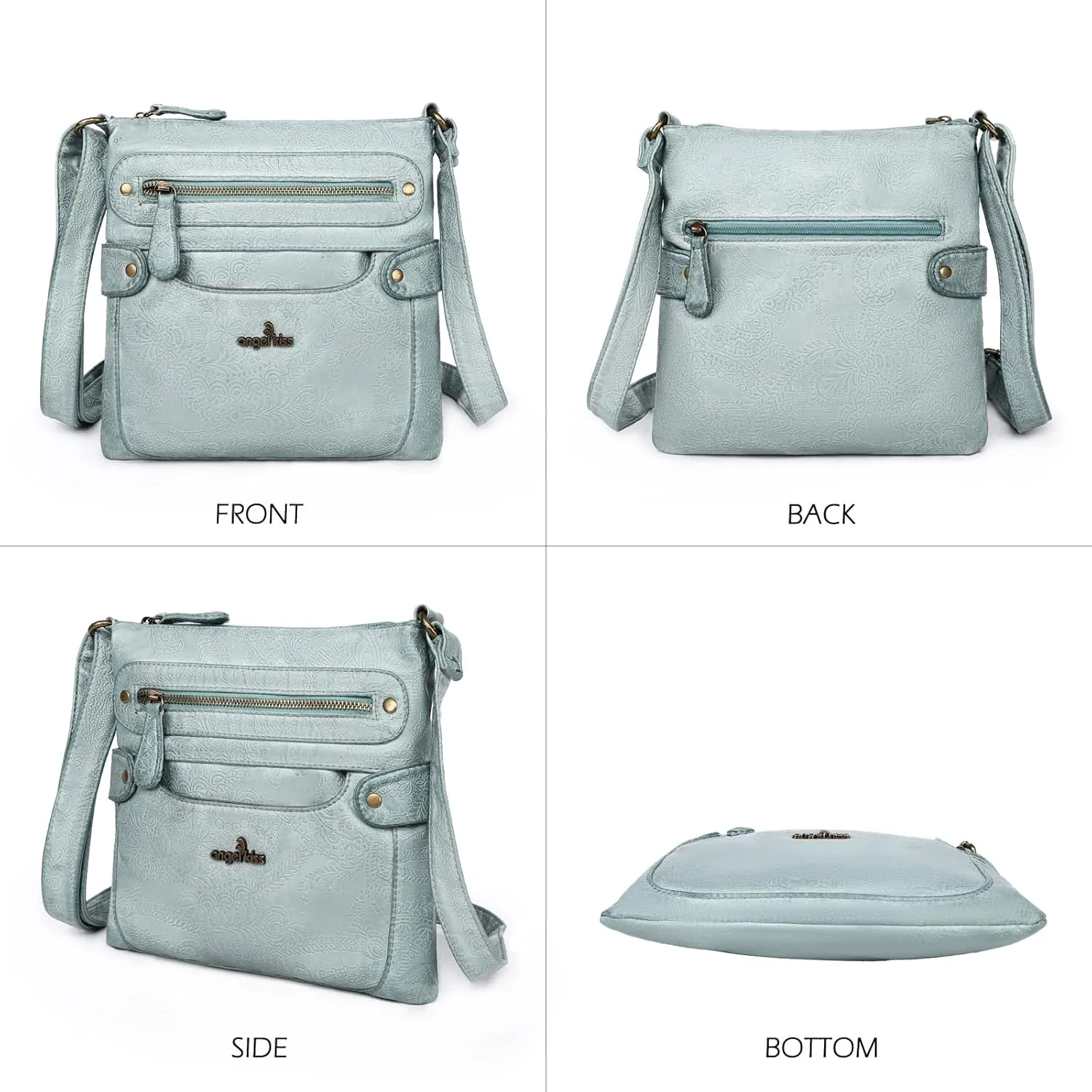Angel Kiss Crossbody Purse for Women Multi Pockets Bags Retro Vegan Designer Leather Women's Shoulder Handbags