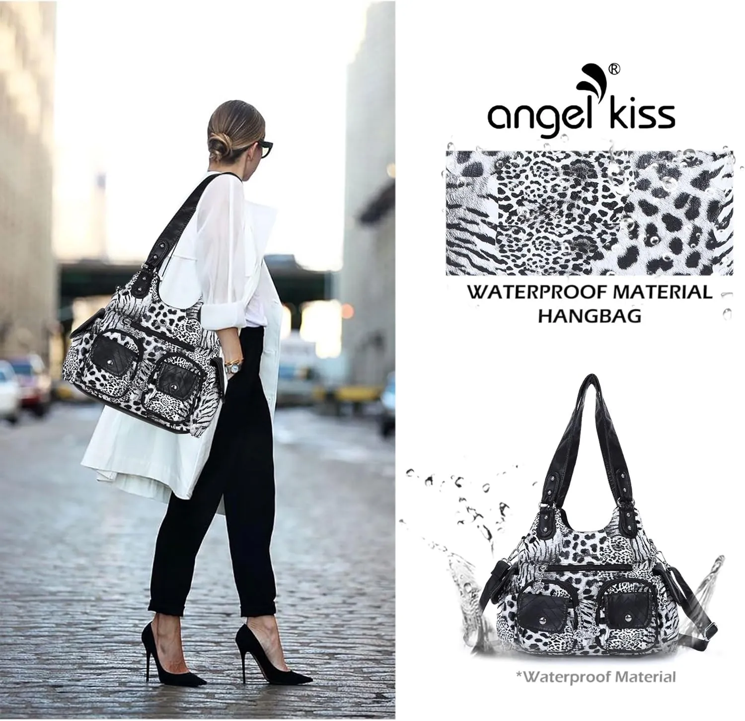 Angel Kiss Handbags for Women Large Hobo Bag Soft PU Leather Shoulder Bag for Women