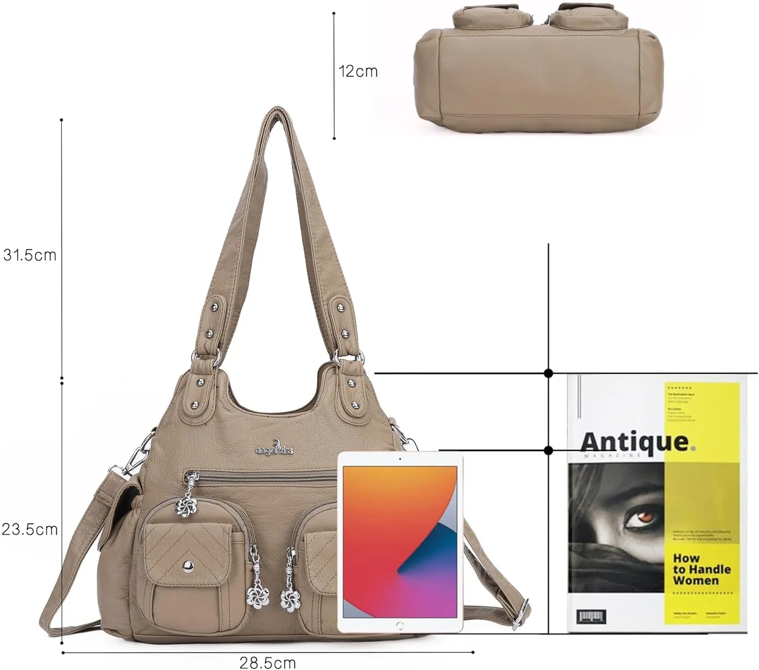Angel Kiss Handbags for Women Large Hobo Bag Soft PU Leather Shoulder Bag for Women