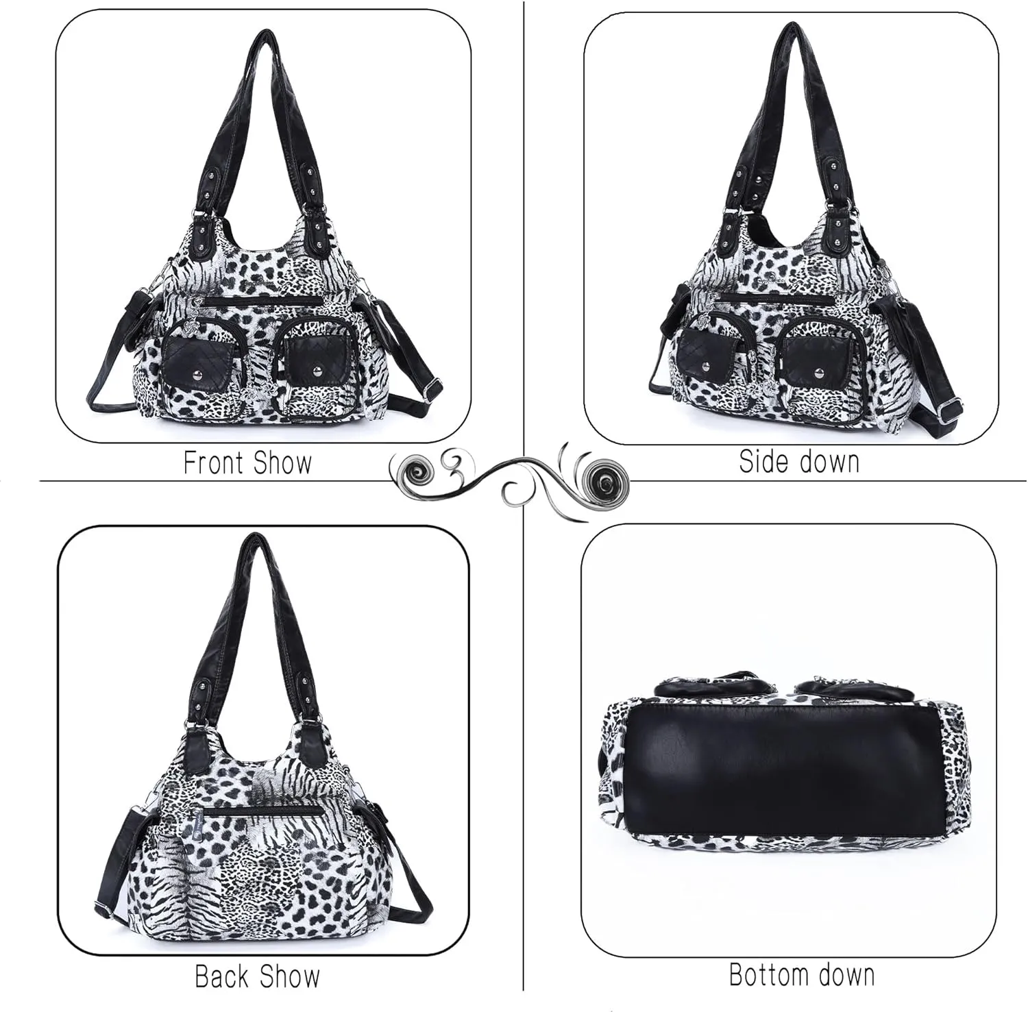 Angel Kiss Handbags for Women Large Hobo Bag Soft PU Leather Shoulder Bag for Women