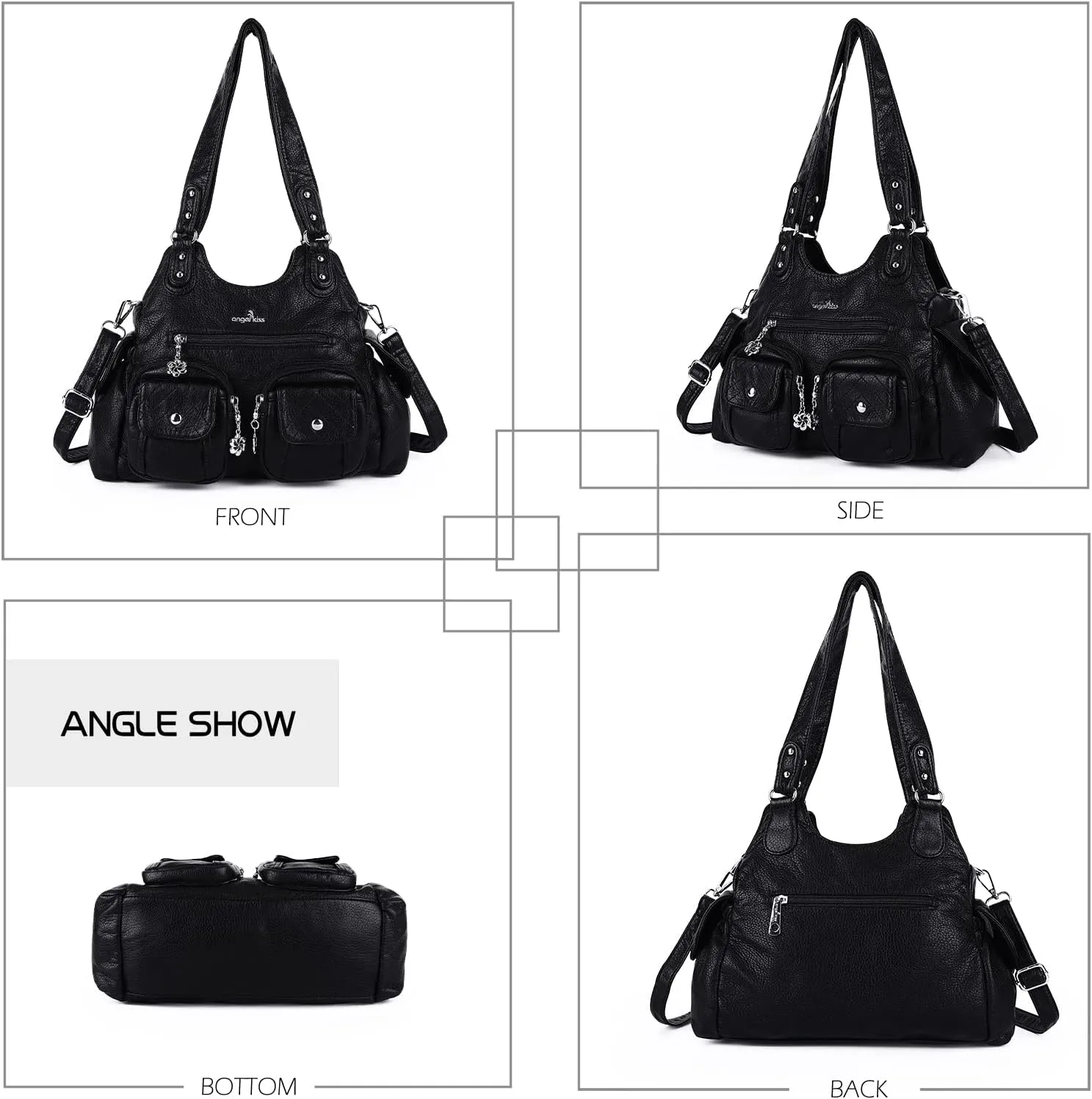 Angel Kiss Handbags for Women Large Hobo Bag Soft PU Leather Shoulder Bag for Women