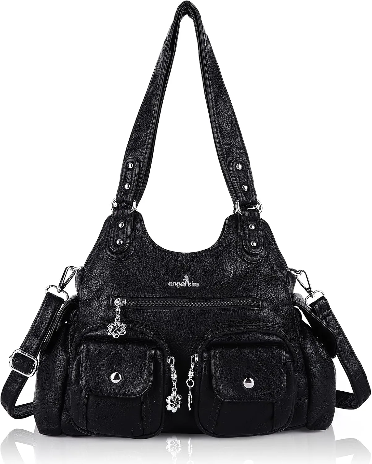 Angel Kiss Handbags for Women Large Hobo Bag Soft PU Leather Shoulder Bag for Women