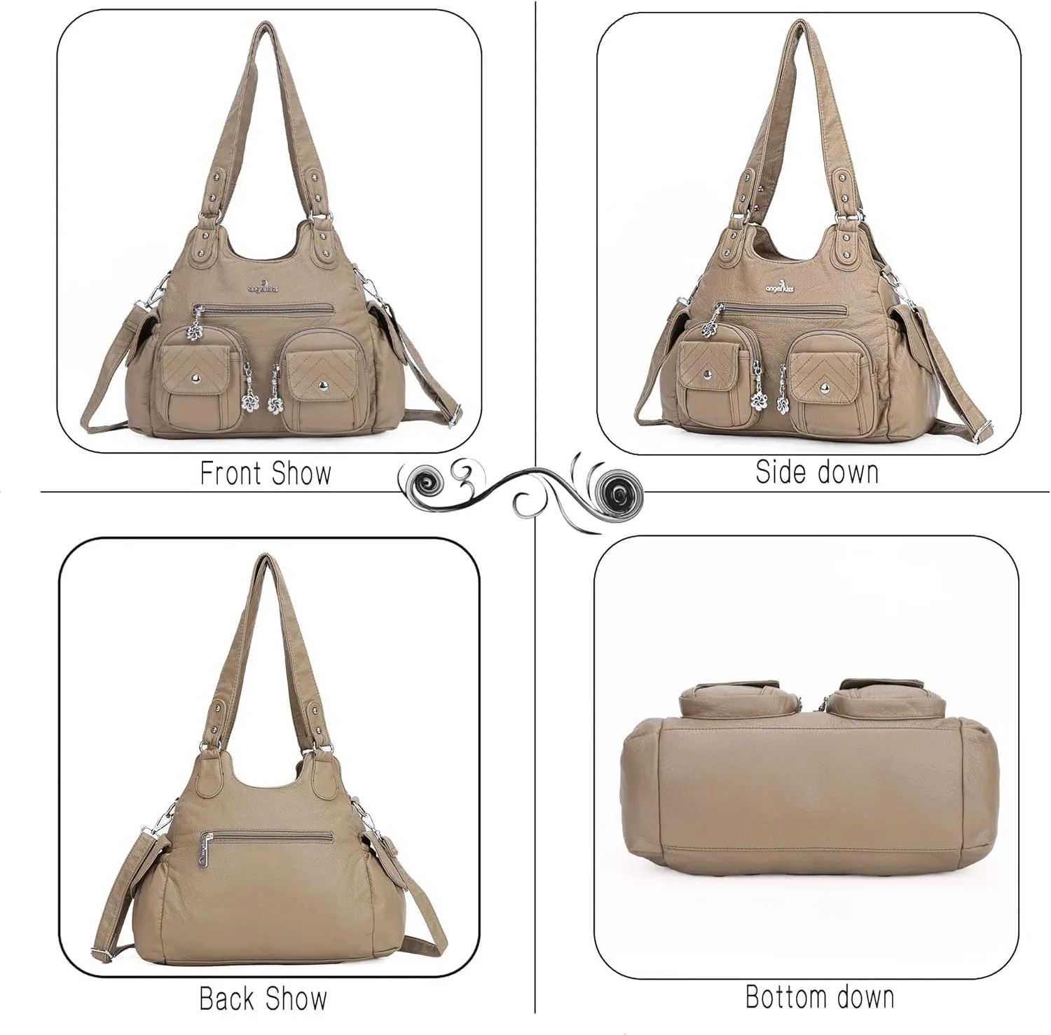 Angel Kiss Handbags for Women Large Hobo Bag Soft PU Leather Shoulder Bag for Women