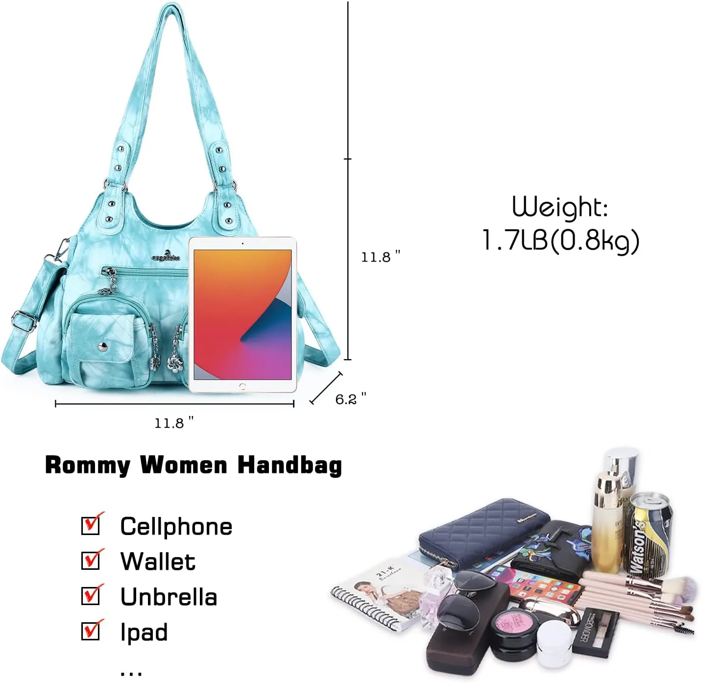Angel Kiss Handbags for Women Large Hobo Bag Soft PU Leather Shoulder Bag for Women